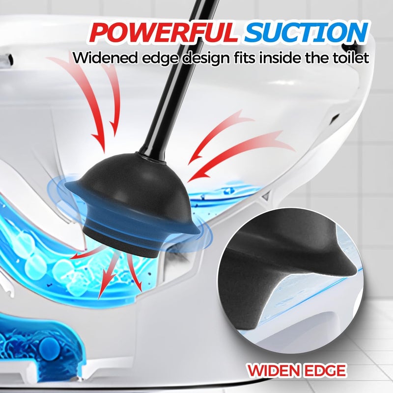 FORASTO 3Pack Toilet Plunger with Holder, Plungers for Bathroom with Holder, Toilet Plunger with Cover, Bathroom Plunger, Bathroom Decor, Toilet Bowl Cleaners, Bathroom Accessories, Black - Image 3